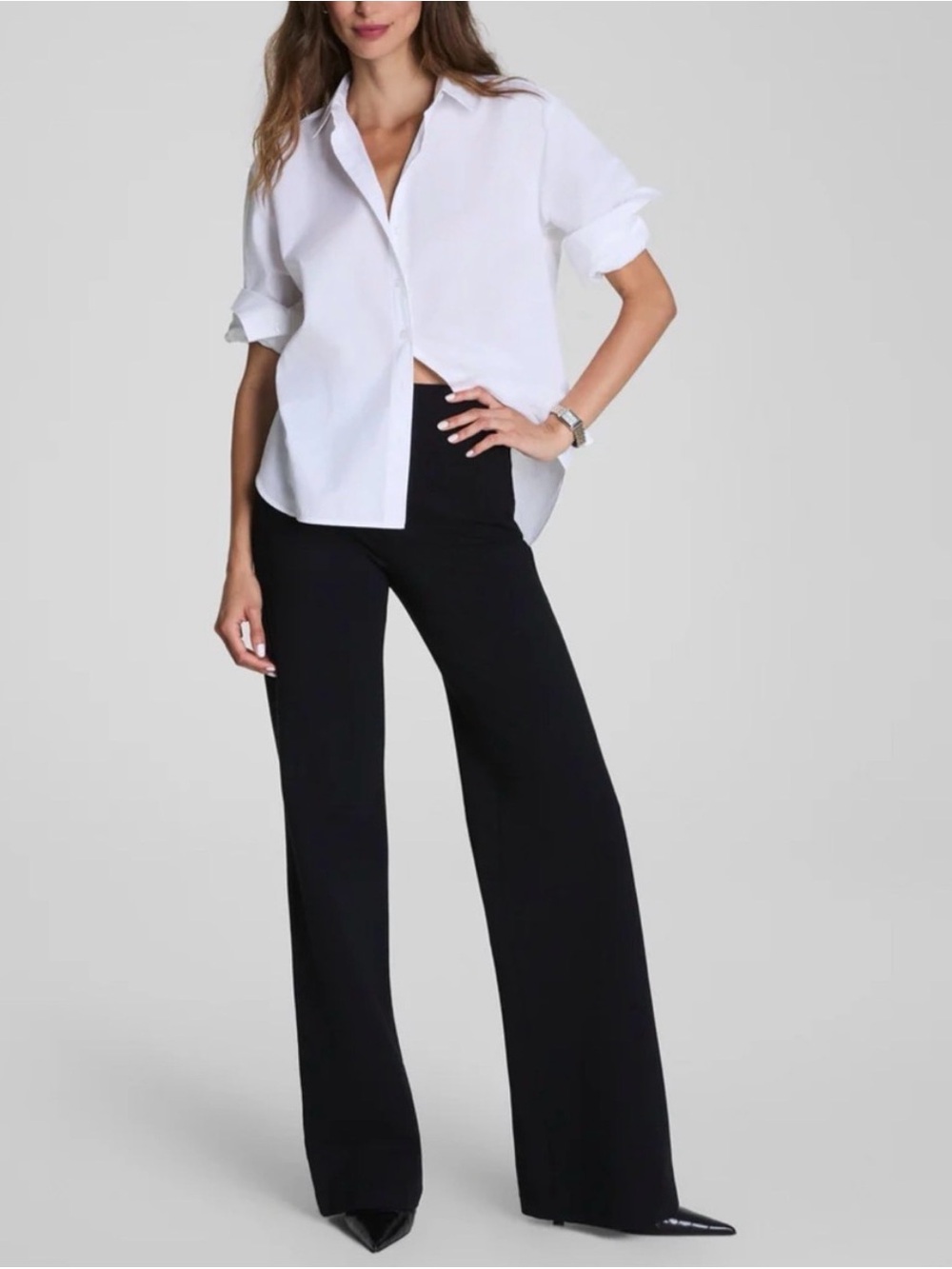 Spanx The Perfect Fit Ponte Wide Leg Pull-On High Rise Black S